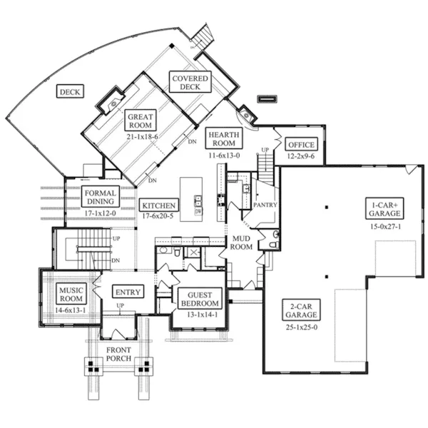 Prairie House Plan First Floor - Tucci Modern Prairie Home 101D-0054 - Shop House Plans and More