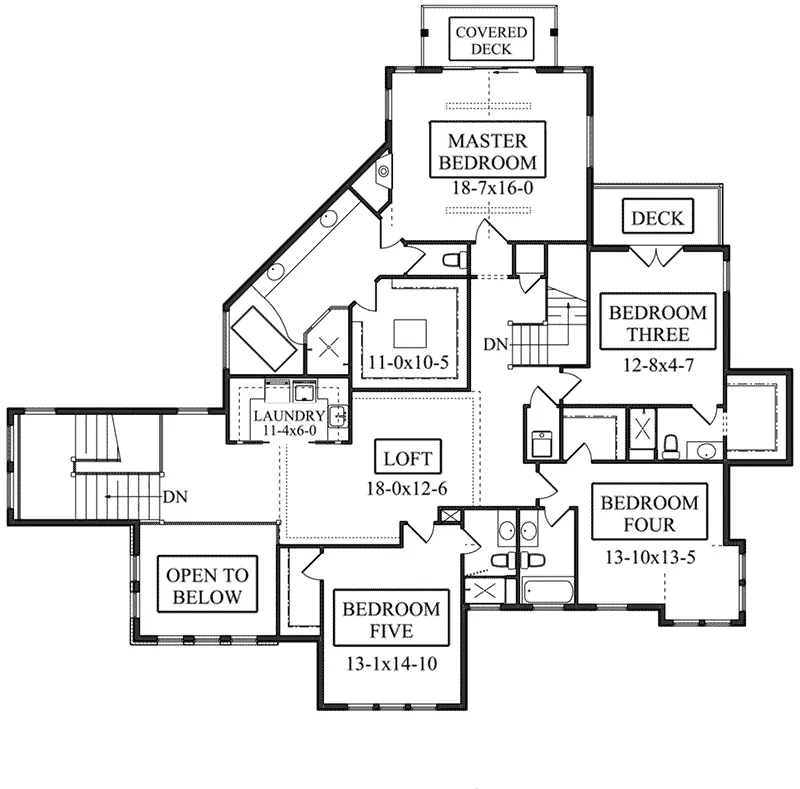 Mediterranean House Plan Second Floor - Tucci Modern Prairie Home 101D-0054 - Shop House Plans and More