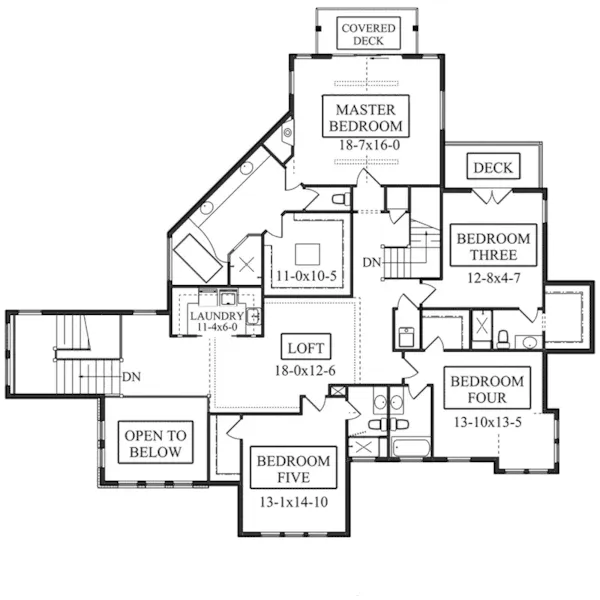 Prairie House Plan Second Floor - Tucci Modern Prairie Home 101D-0054 - Shop House Plans and More