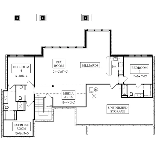 Traditional House Plan Lower Level Floor - Kincaid Modern Prairie Home 101D-0056 - Search House Plans and More