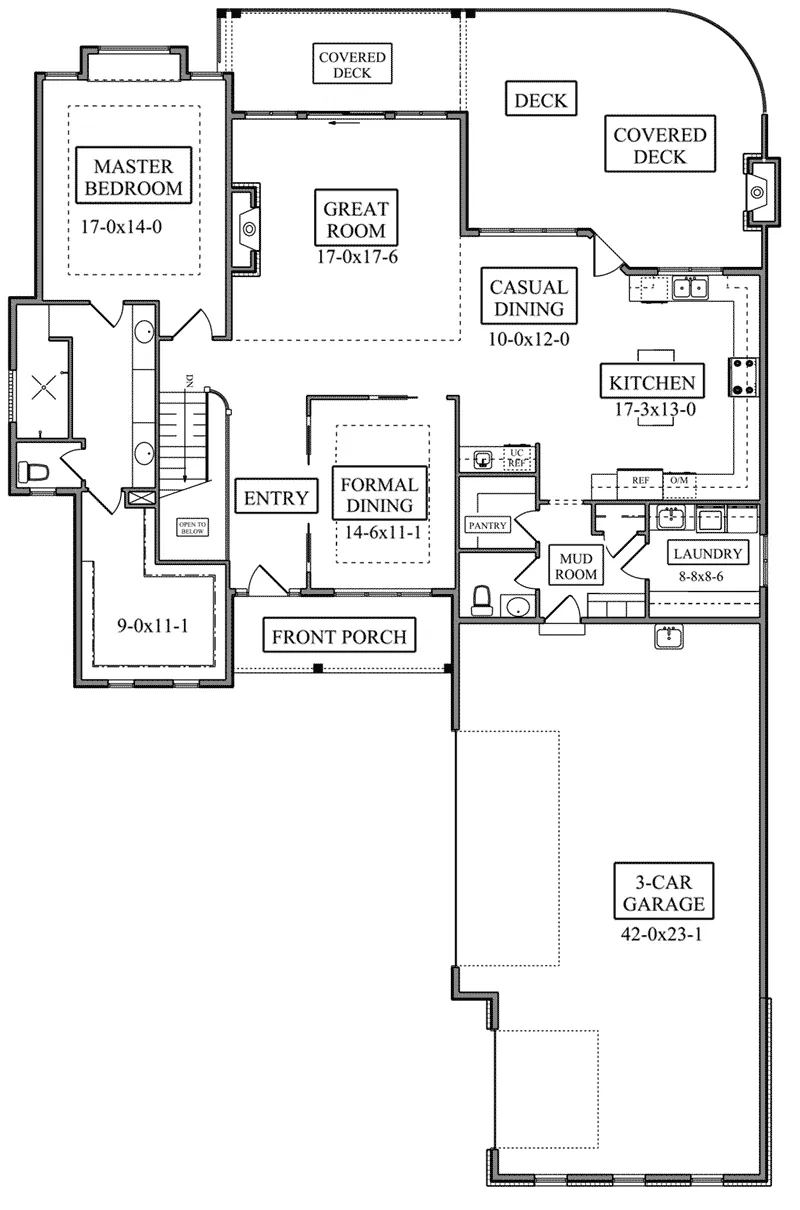 Rustic House Plan First Floor - Hastings Craftsman Ranch Home 101D-0057 - Search House Plans and More