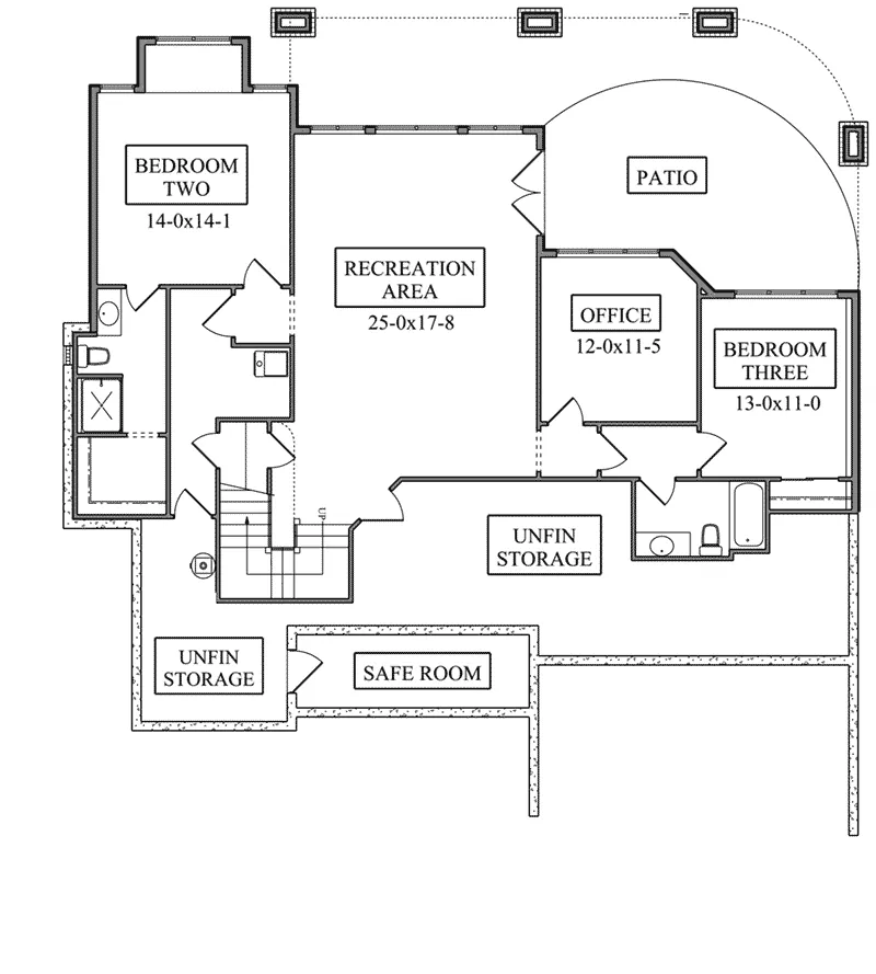 Rustic House Plan Lower Level Floor - Hastings Craftsman Ranch Home 101D-0057 - Search House Plans and More