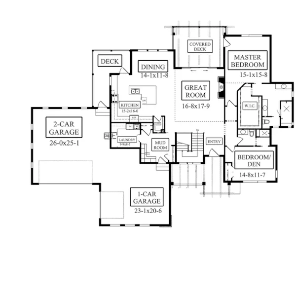 Modern House Plan First Floor - Carson Cliff Rustic Home 101D-0059 - Search House Plans and More