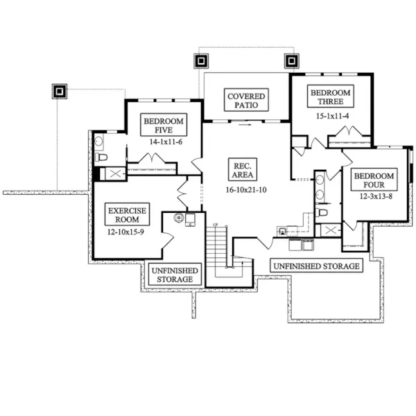 Modern House Plan Lower Level Floor - Carson Cliff Rustic Home 101D-0059 - Search House Plans and More