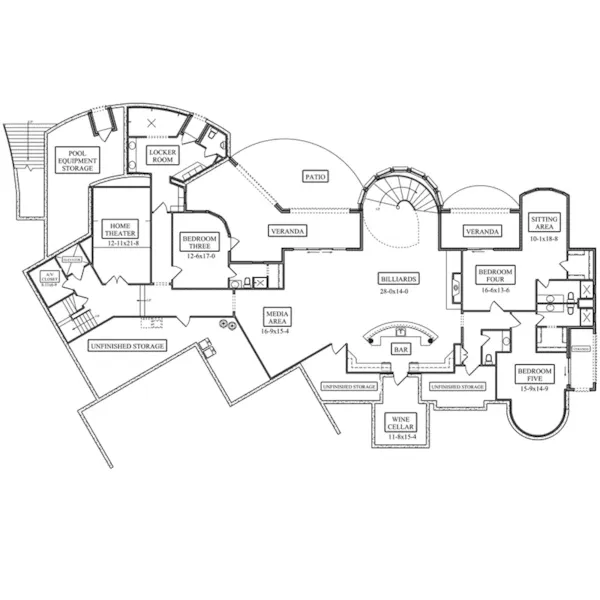 Ranch House Plan Lower Level Floor - Carlton Glen Luxury Home 101D-0060 - Search House Plans and More