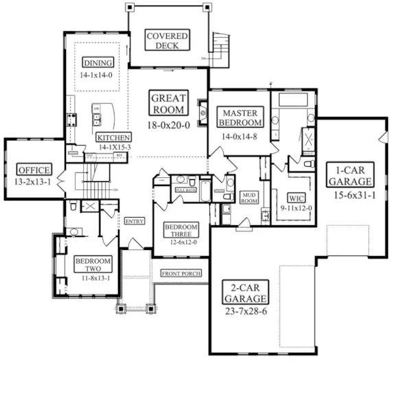 Arts & Crafts House Plan First Floor - Little Park Luxury Home 101D-0062 - Shop House Plans and More