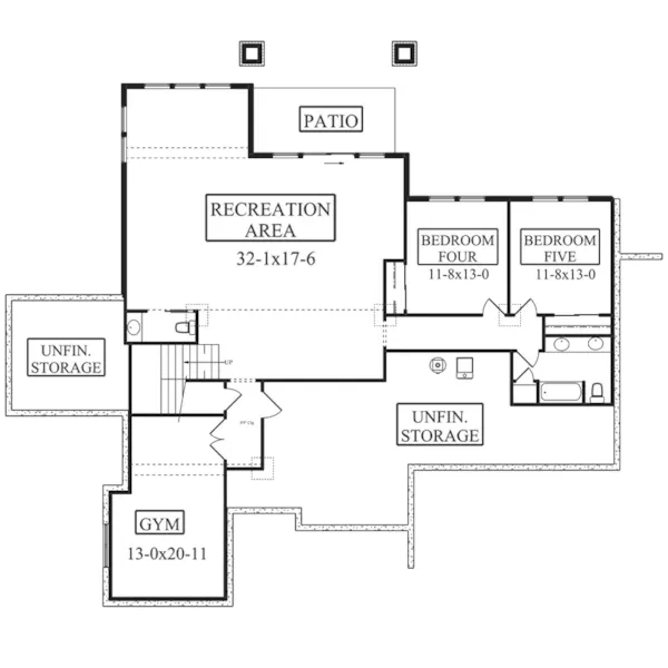 Arts & Crafts House Plan Lower Level Floor - Little Park Luxury Home 101D-0062 - Shop House Plans and More