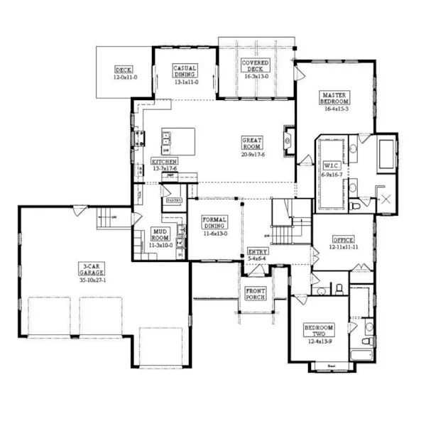 First Floor - Canyon Vista Rustic Home 101D-0064 - Search House Plans and More