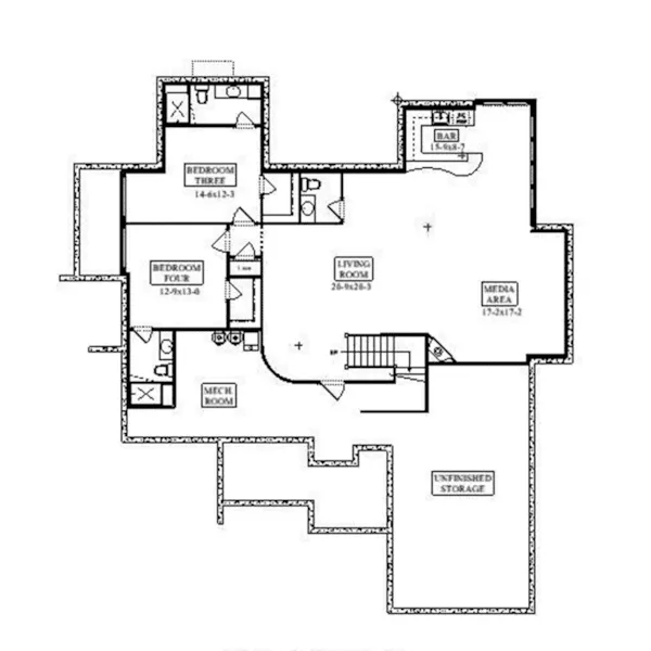 Lower Level Floor - Canyon Vista Rustic Home 101D-0064 - Search House Plans and More