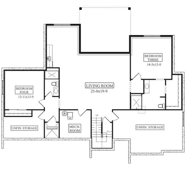 Shingle House Plan Lower Level Floor - Boyds Creek Modern Farmhouse 101D-0065 - Search House Plans and More