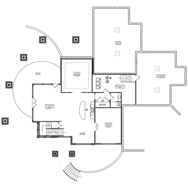 Rustic House Plan Lower Level Floor - Black Horse Falls Luxury Home 101D-0069 - Shop House Plans and More