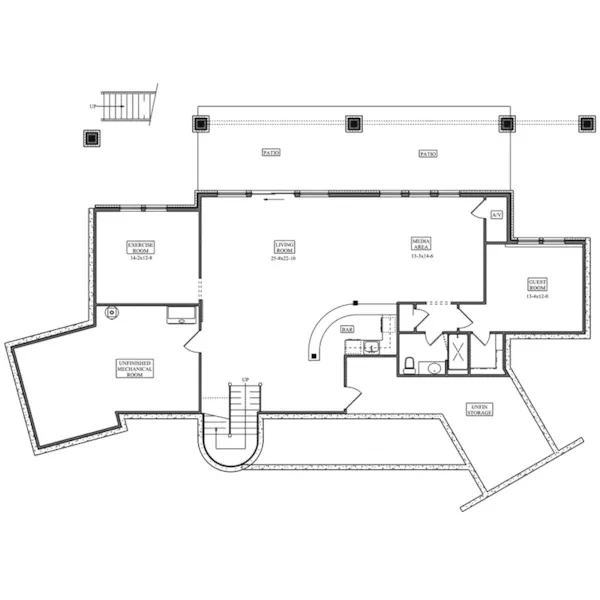 Lower Level Floor - Sylvan Lake Rustic Home 101D-0070 - Shop House Plans and More