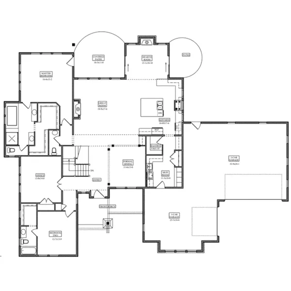 Cabin & Cottage House Plan First Floor - Canyon Creek Lane Ranch Home 101D-0073 - Search House Plans and More