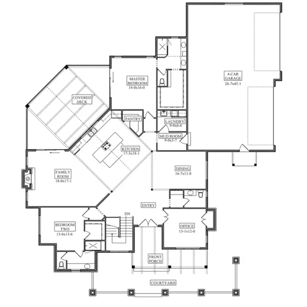 Craftsman House Plan First Floor - Coeur d'Alene Rustic Home 101D-0074 - Shop House Plans and More