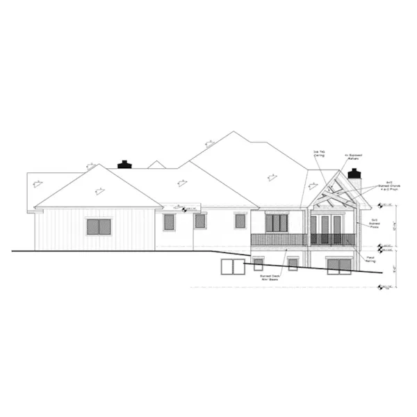 Craftsman House Plan Rear Elevation - Coeur d'Alene Rustic Home 101D-0074 - Shop House Plans and More