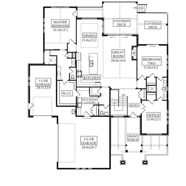 Prairie House Plan First Floor - Sandpiper Lane Farmhouse 101D-0076 - Shop House Plans and More