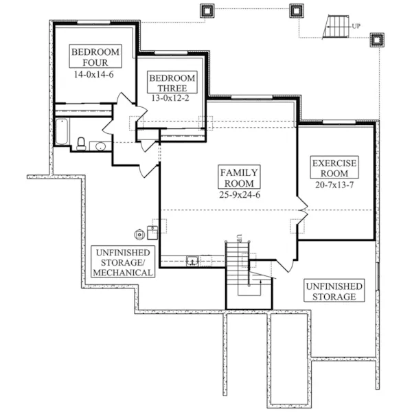 Prairie House Plan Lower Level Floor - Sandpiper Lane Farmhouse 101D-0076 - Shop House Plans and More