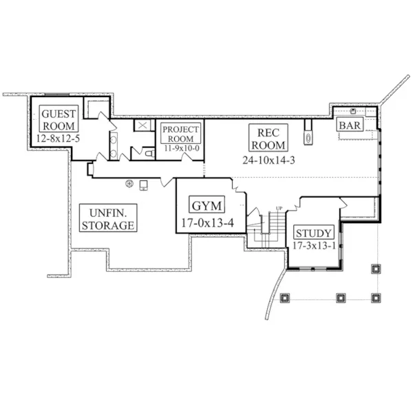 Beach & Coastal House Plan Lower Level Floor - Will's Point Modern Home 101D-0081 - Shop House Plans and More