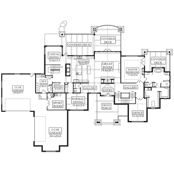 Traditional House Plan First Floor - Yukon Point Luxury Home 101D-0085 - Shop House Plans and More