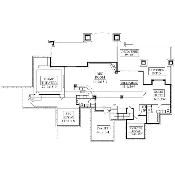 Traditional House Plan Lower Level Floor - Yukon Point Luxury Home 101D-0085 - Shop House Plans and More