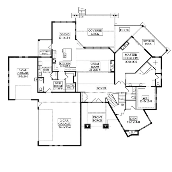 Beach & Coastal House Plan First Floor - Saddleback Modern Home 101D-0086 - Shop House Plans and More