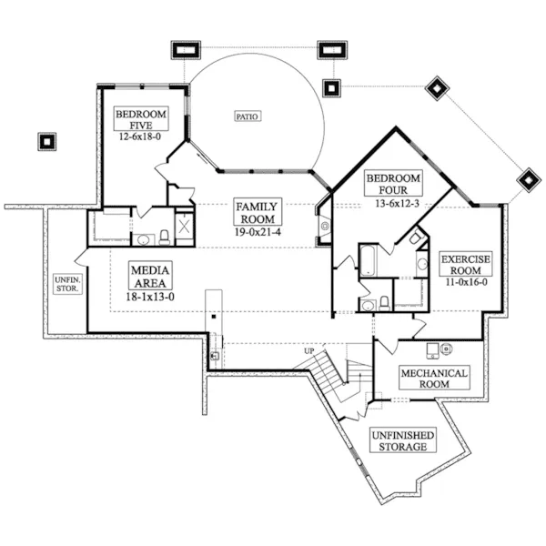 Beach & Coastal House Plan Lower Level Floor - Saddleback Modern Home 101D-0086 - Shop House Plans and More