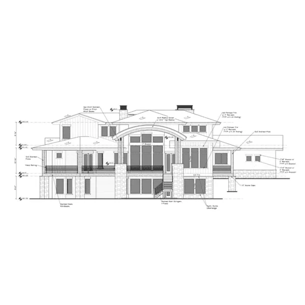 Beach & Coastal House Plan Rear Elevation - Saddleback Modern Home 101D-0086 - Shop House Plans and More