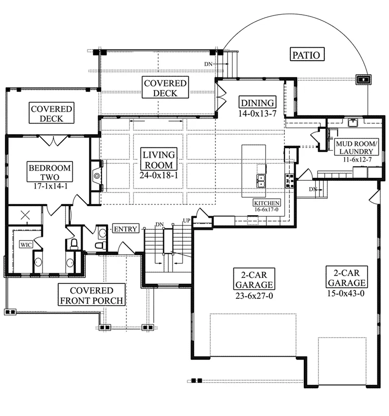 Shingle House Plan First Floor - Gladewater Craftsman Home 101D-0087 - Search House Plans and More