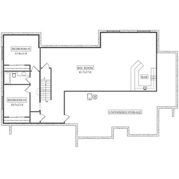 Southern House Plan Lower Level Floor - Bozeman Trail Ranch Home 101D-0089 - Search House Plans and More