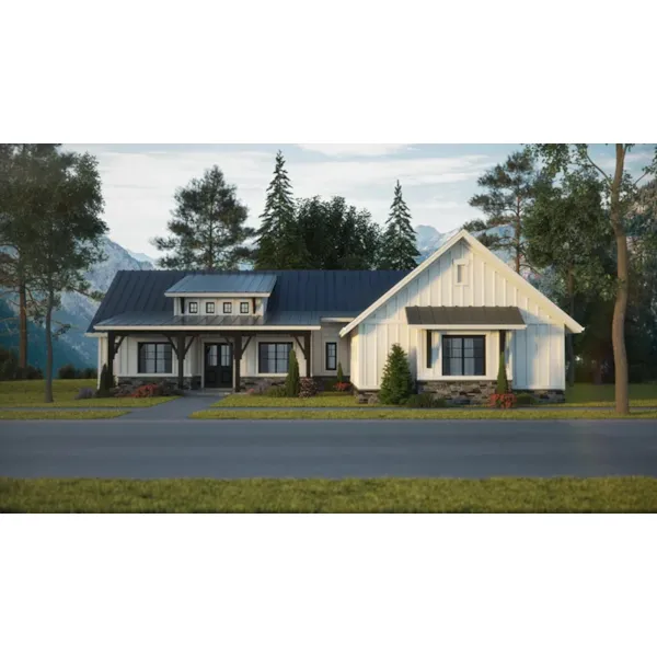 Traditional House Plan Front of Home - Gilmore Gulch Modern Farmhouse 101D-0090 - Search House Plans and More