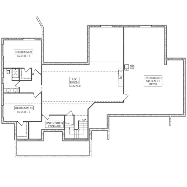 Traditional House Plan Lower Level Floor - Gilmore Gulch Modern Farmhouse 101D-0090 - Search House Plans and More