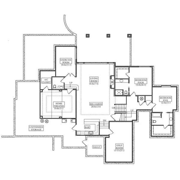 Italian House Plan Lower Level Floor - Valencia Road Luxury Home 101D-0091 - Shop House Plans and More