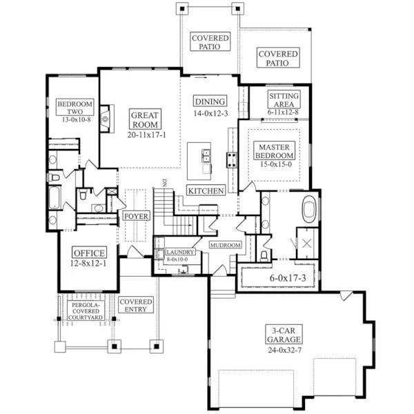 Country House Plan First Floor - Silverhawk Ranch Home 101D-0097 - Shop House Plans and More