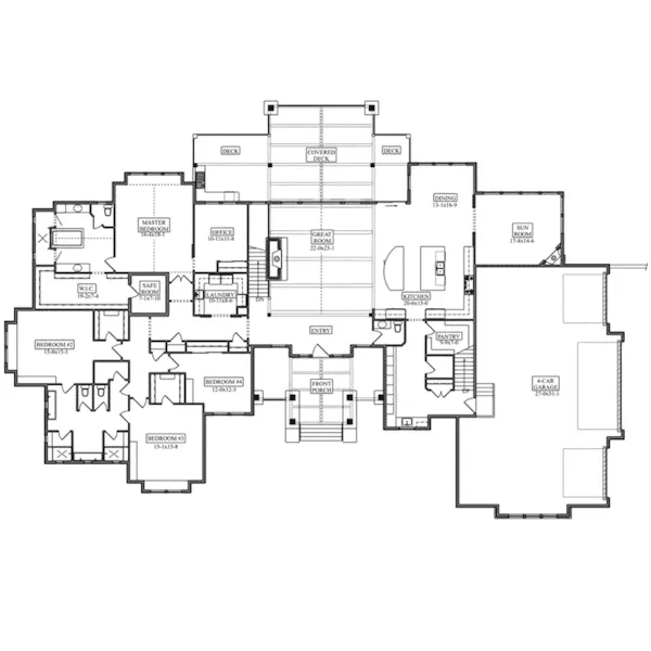 Traditional House Plan First Floor - Glen Oaks Luxury Home 101D-0098 - Shop House Plans and More