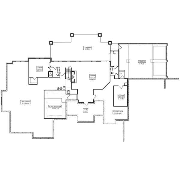 Traditional House Plan Lower Level Floor - Glen Oaks Luxury Home 101D-0098 - Shop House Plans and More