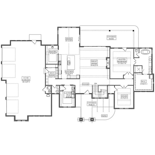 Tudor House Plan First Floor - Oyster Point Luxury Home 101D-0099 - Shop House Plans and More