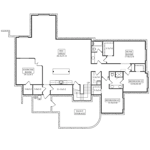 Tudor House Plan Lower Level Floor - Oyster Point Luxury Home 101D-0099 - Shop House Plans and More