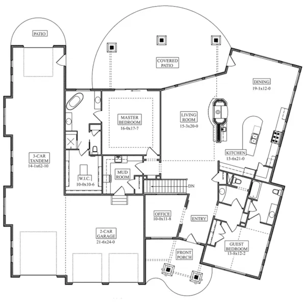 Ranch House Plan First Floor - Dotsero Modern Home 101D-0100 - Shop House Plans and More