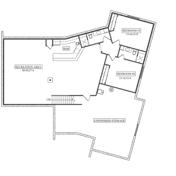 Ranch House Plan Lower Level Floor - Dotsero Modern Home 101D-0100 - Shop House Plans and More