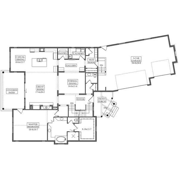 Modern Farmhouse Plan First Floor - Atwood Creek Craftsman Home 101D-0101 - Search House Plans and More