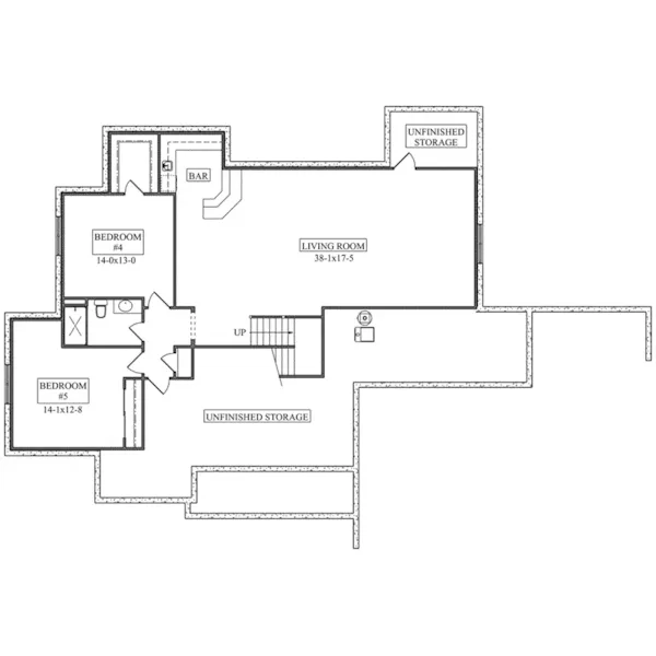 Arts & Crafts House Plan Lower Level Floor - Lincoln Creek Ranch Home 101D-0102 - Shop House Plans and More