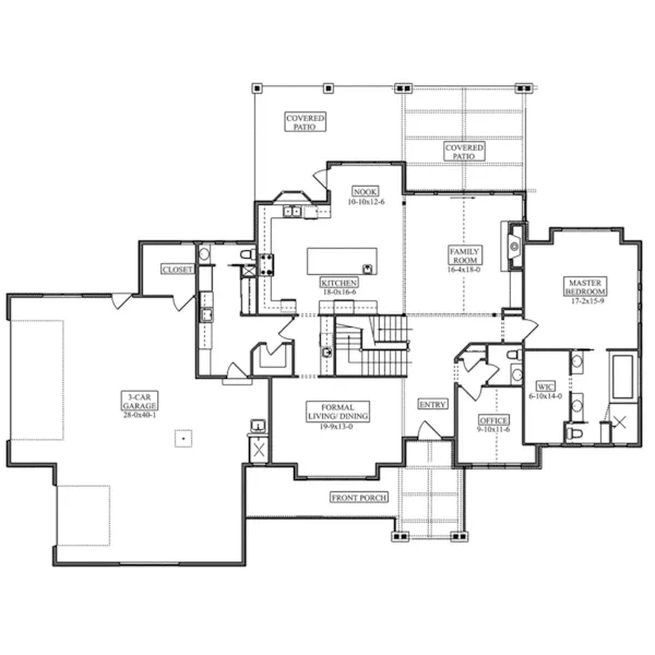 Farmhouse Plan First Floor - Chelsey Craftsman Home 101D-0103 - Shop House Plans and More