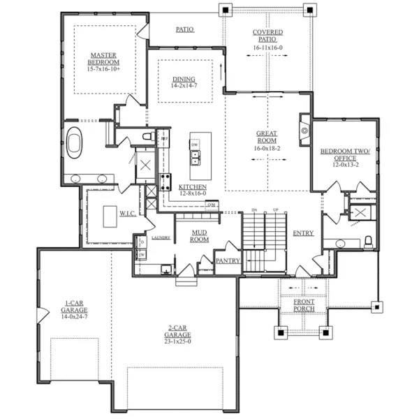 Farmhouse Plan First Floor - McKinsey Road Country Home 101D-0105 - Shop House Plans and More