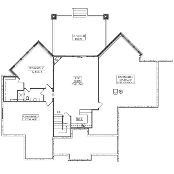 Rustic House Plan Lower Level Floor - Pleasant Park Rustic Home 101D-0107 - Shop House Plans and More