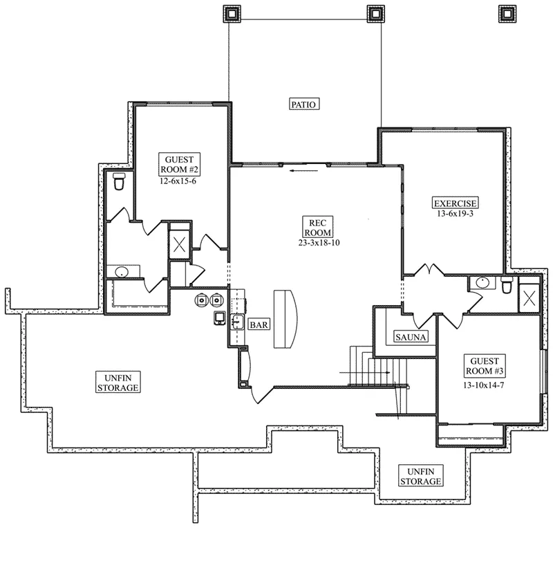 Country House Plan Lower Level Floor - Vista Butte Craftsman Home 101D-0108 - Shop House Plans and More