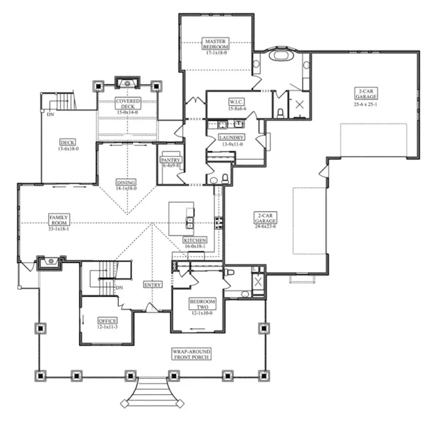 Lowcountry House Plan First Floor - Whispering Pike Craftsman Home 101D-0112 - Shop House Plans and More