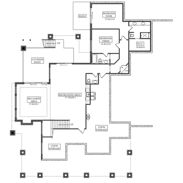 Lowcountry House Plan Lower Level Floor - Whispering Pike Craftsman Home 101D-0112 - Shop House Plans and More