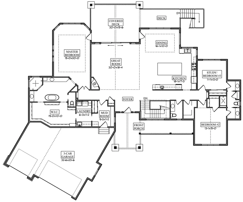 Luxury House Plan First Floor - Chesnut Bay Craftsman Home 101D-0117 - Search House Plans and More