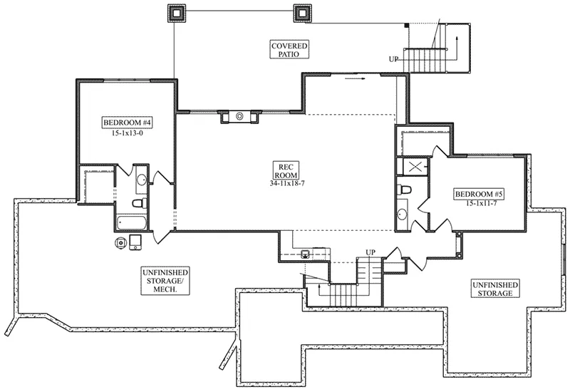 Luxury House Plan Lower Level Floor - Chesnut Bay Craftsman Home 101D-0117 - Search House Plans and More