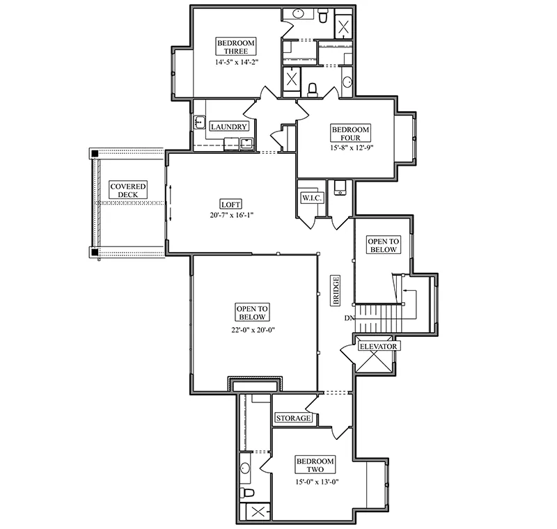 Lake House Plan Second Floor - 101D-0160 - Shop House Plans and More